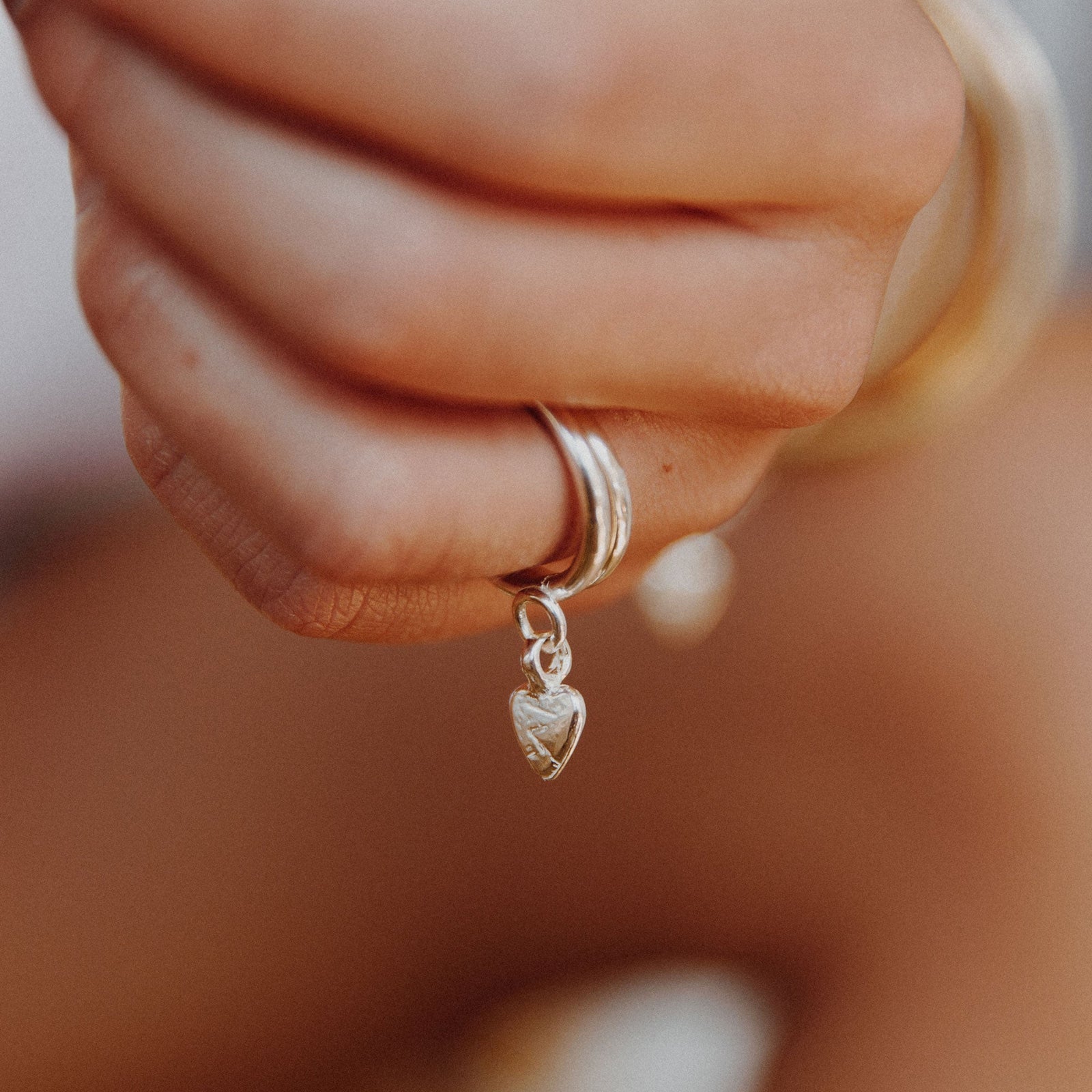 Silver Baby Heart Falling Ring