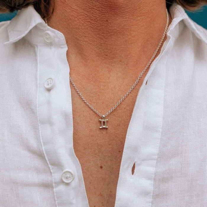 Silver Gemini Men's Horoscope Necklace