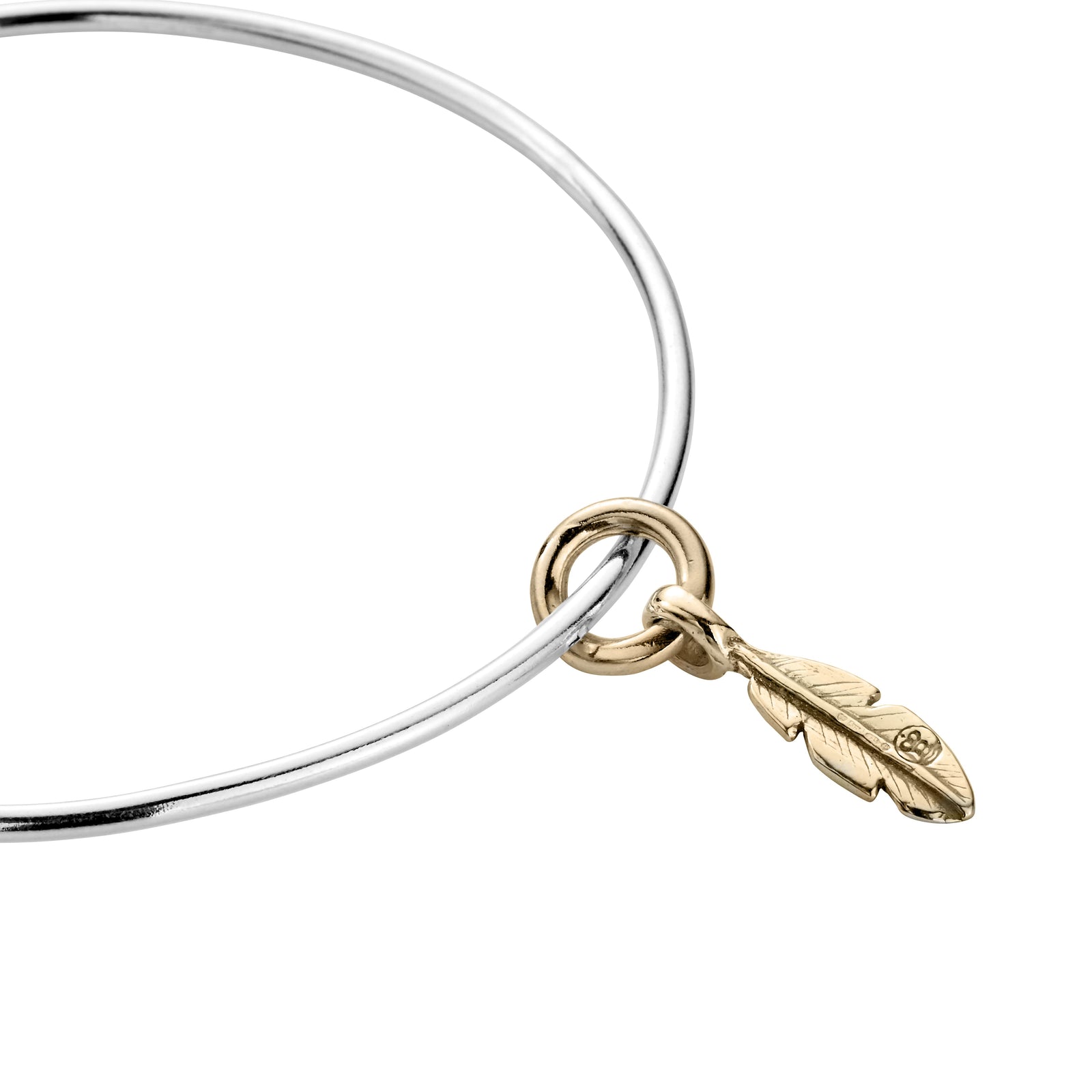 Silver & Gold Mini Feather Bangle