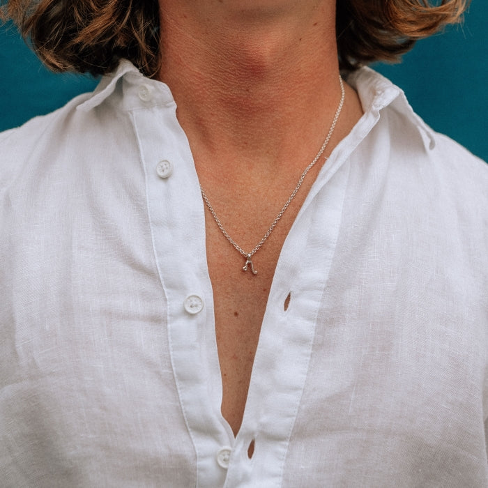 Silver Leo Men's Horoscope Necklace