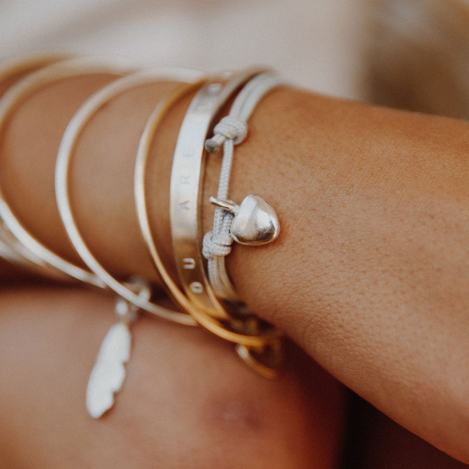 Silver Midi Grateful Heart Sailing Rope