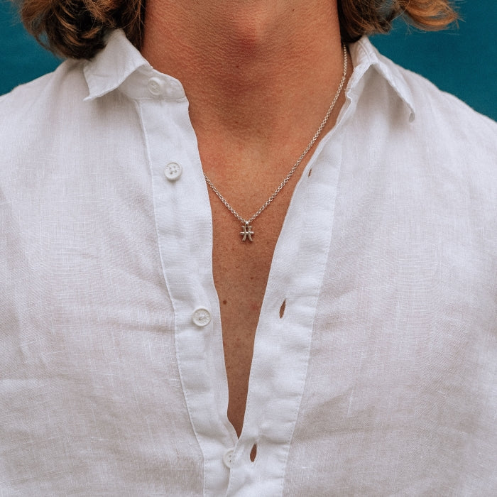 Silver Pisces Men's Horoscope Necklace