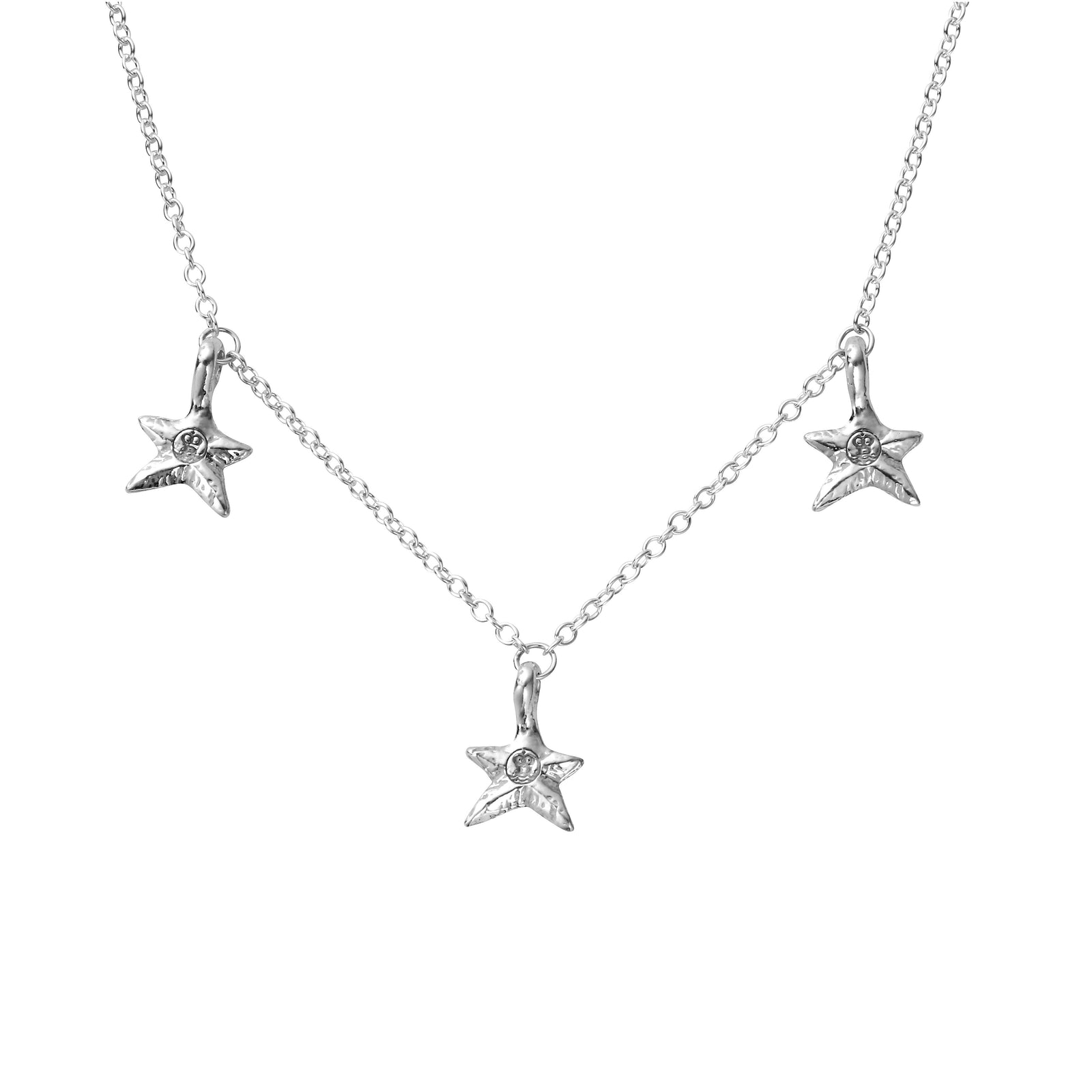 Silver Three Star Necklace