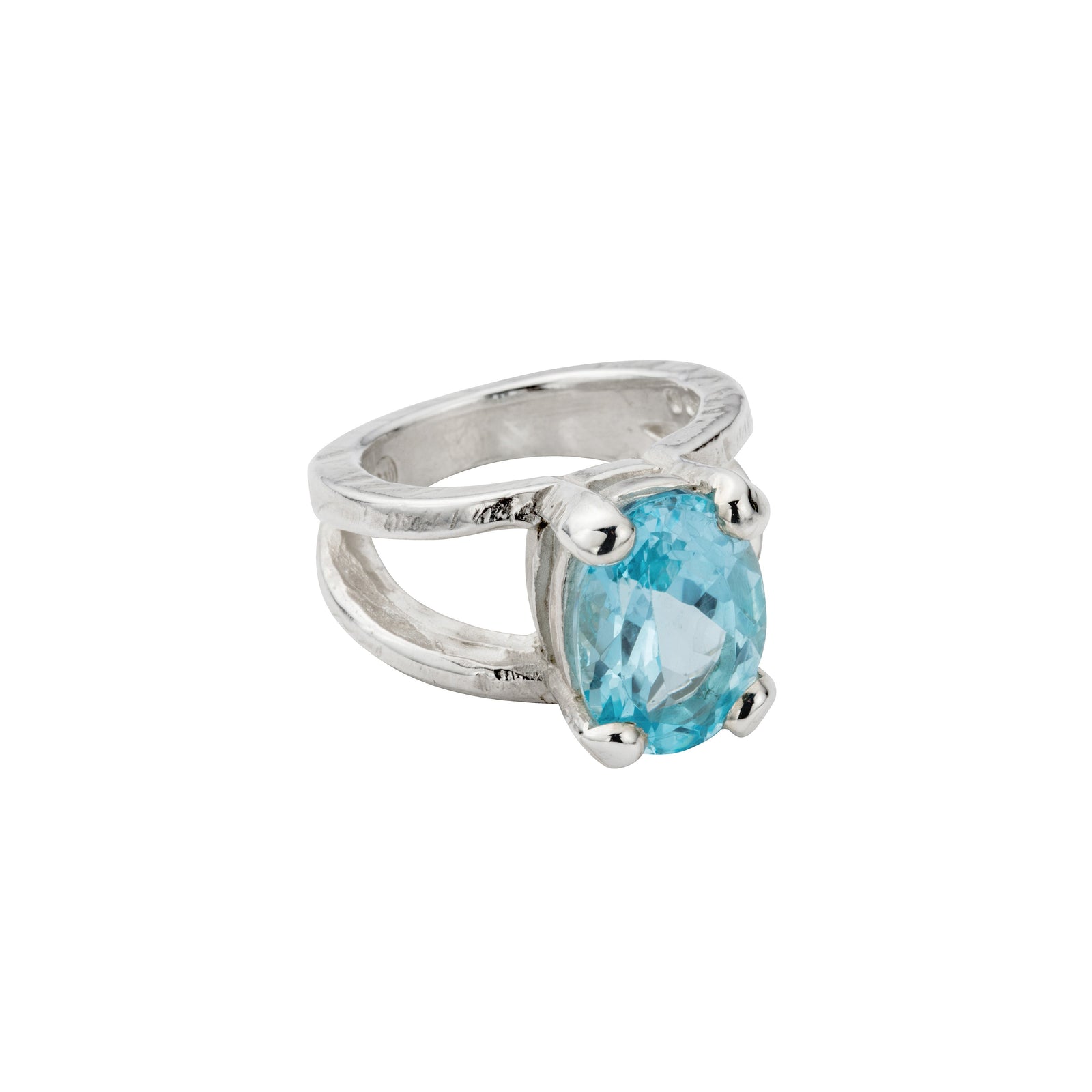 Silver Blue Topaz Maxi Claw Ring