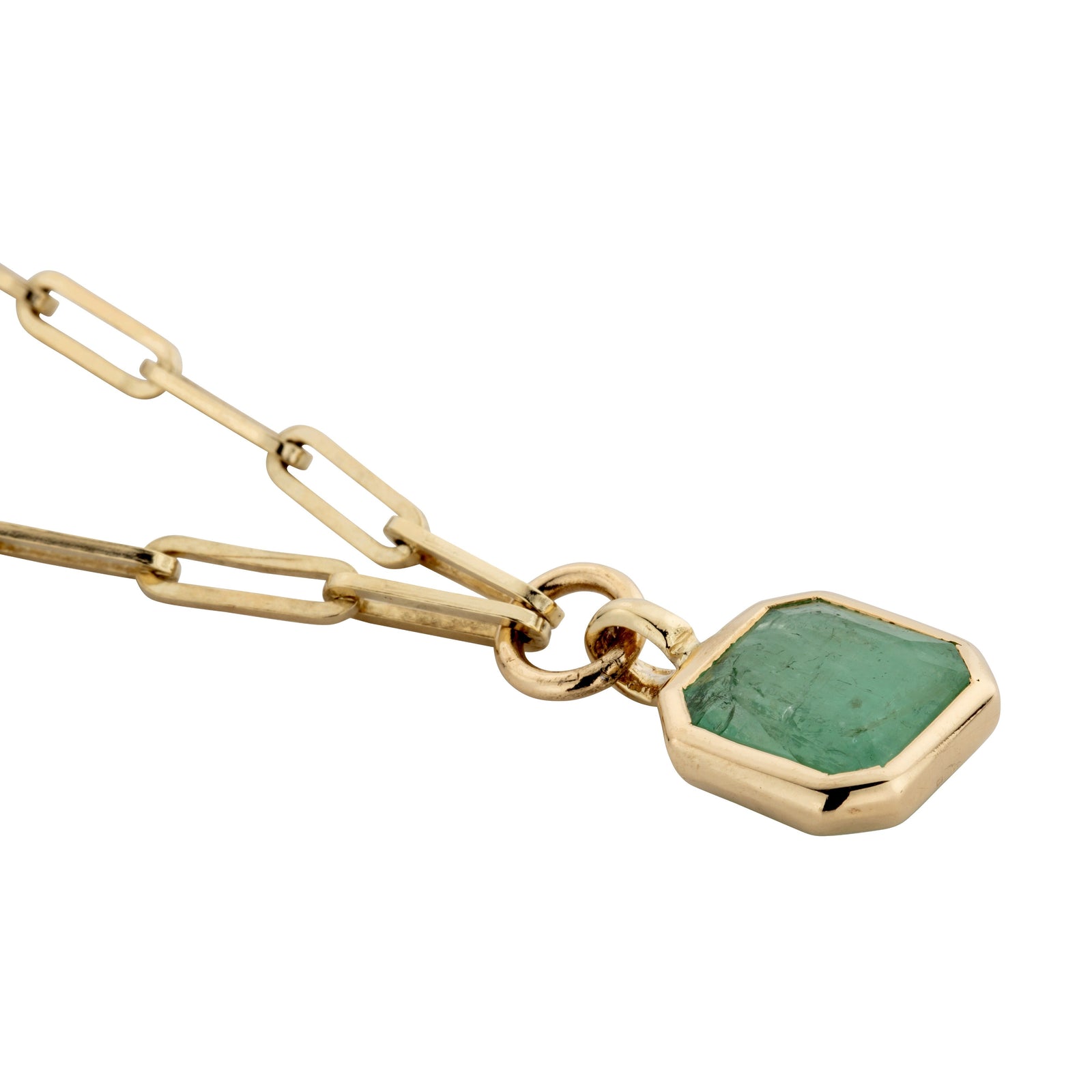VIRIBUS Gold Emerald Trace Chain Necklace