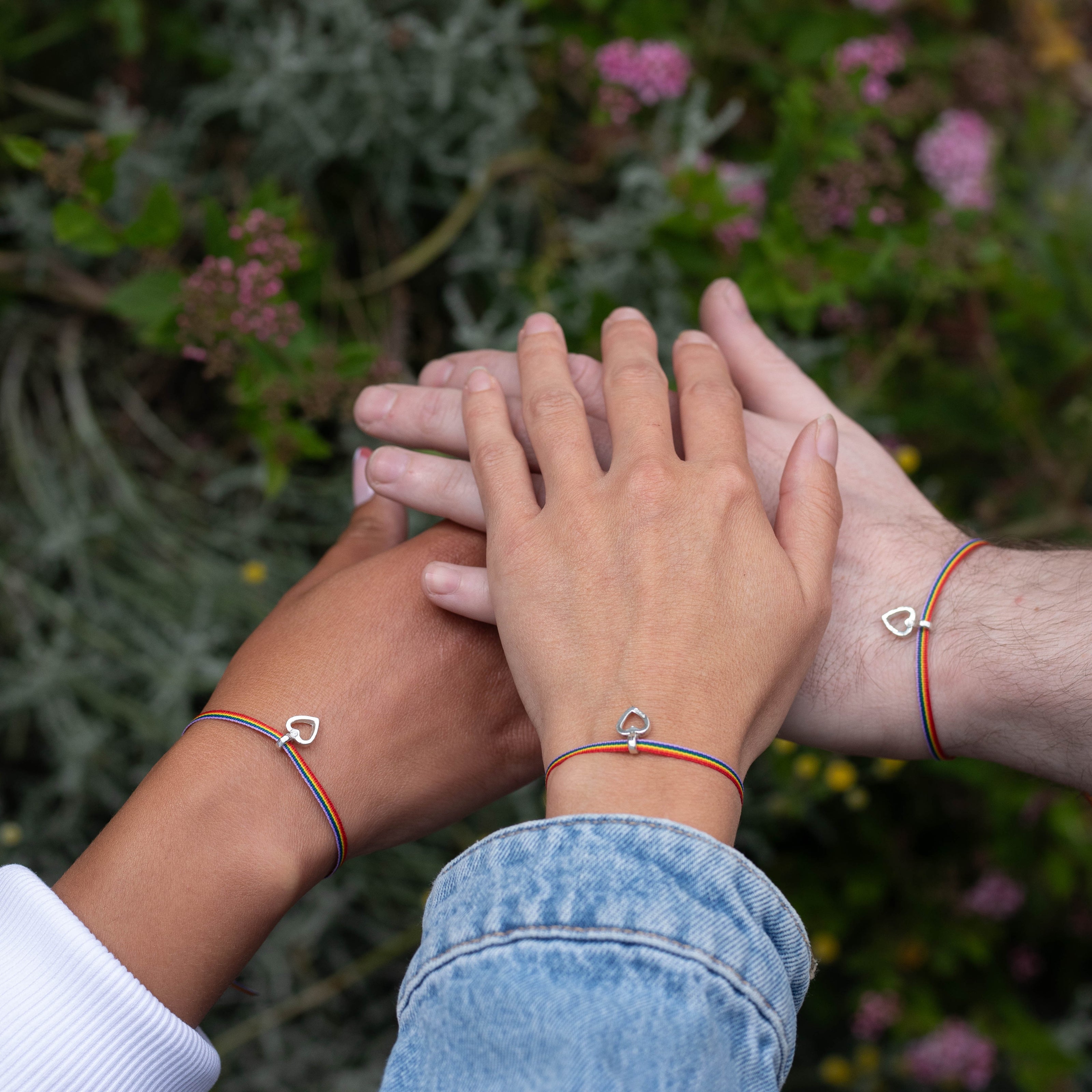 Silver 'Love Wins' Open Heart Rainbow Ribbon Bracelet