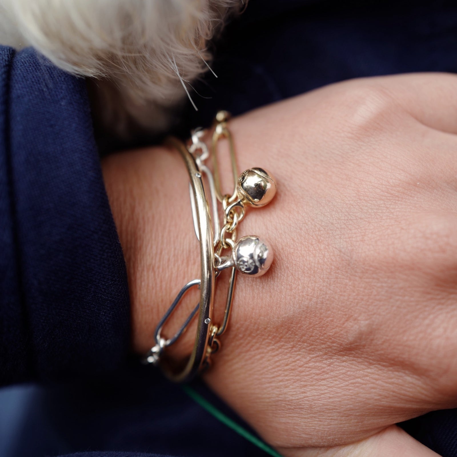 Silver DD Tennis Ball Chain Bracelet