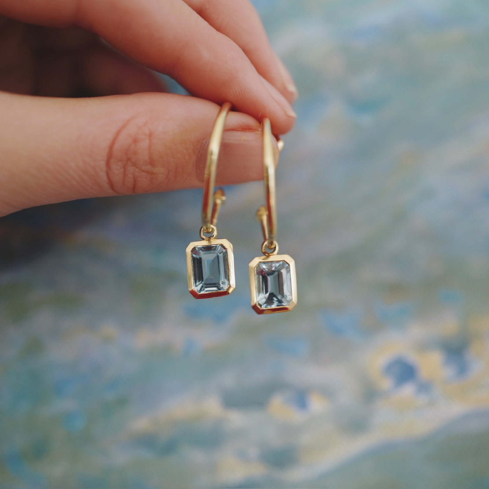 Gold Juno Blue Topaz Earring Charms