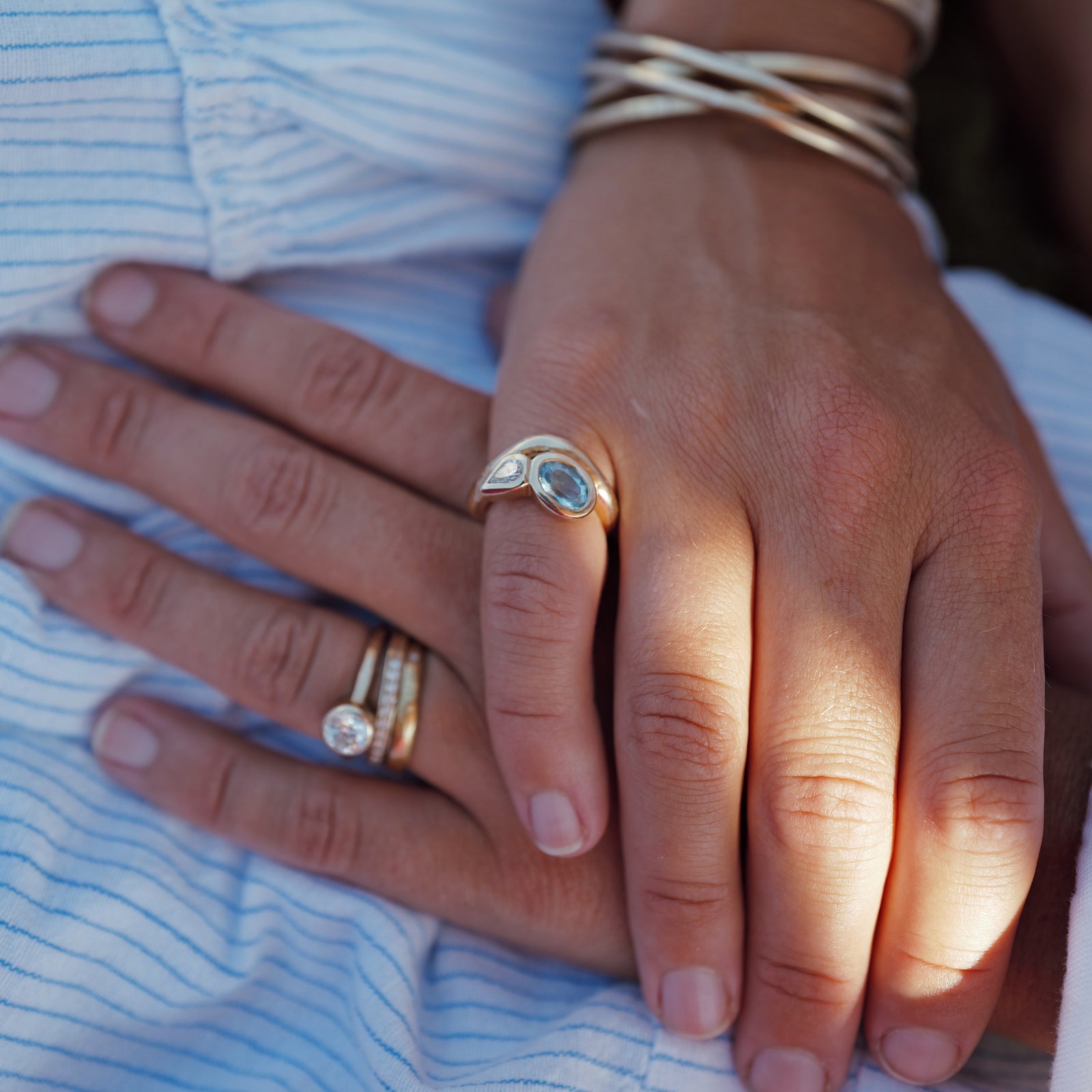 GALI Gold Zimbaqua Aquamarine & Diamond Ring