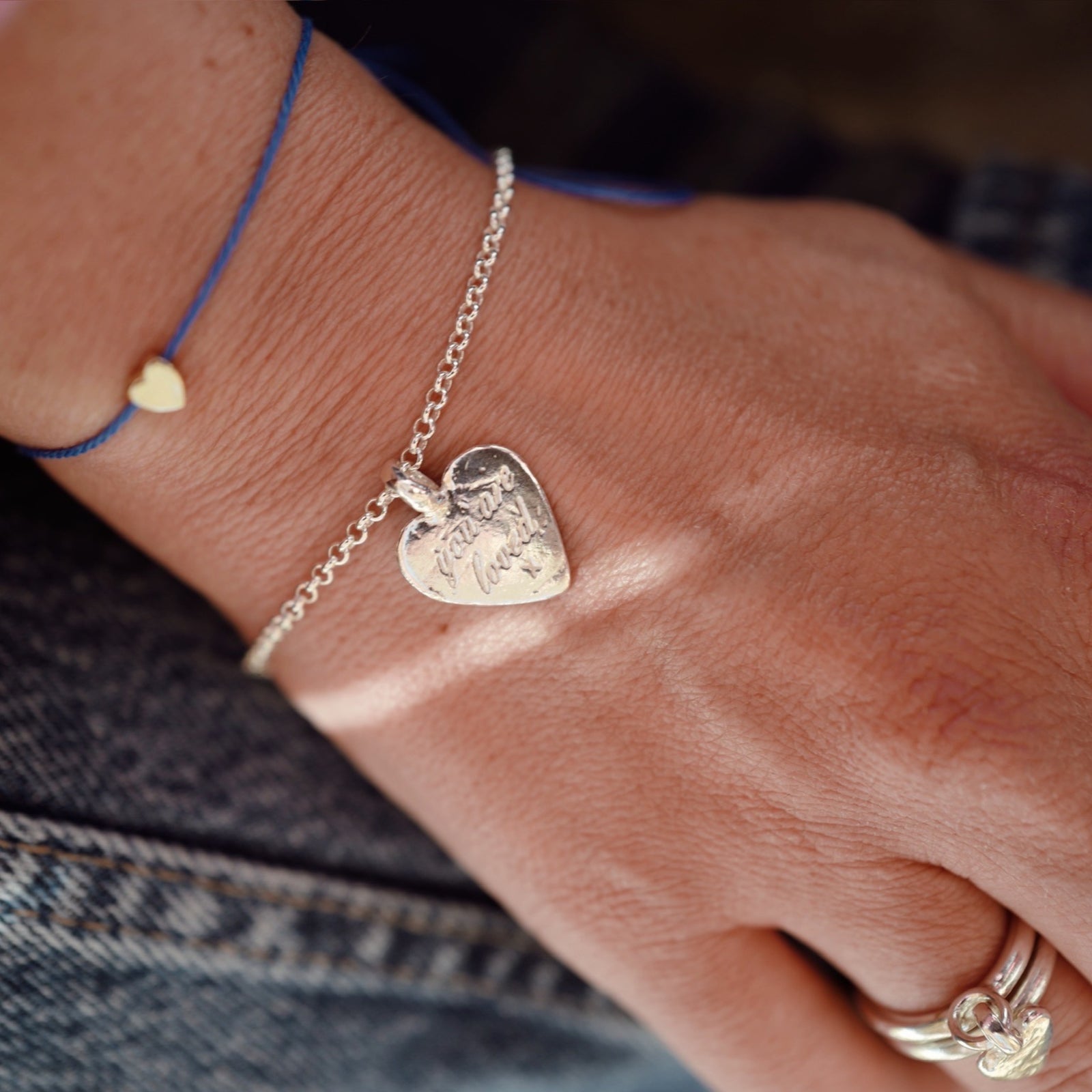 Silver Medium You Are Loved Chain Bracelet