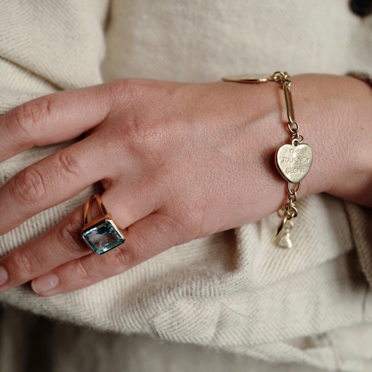 Gold Heart Token Bracelet