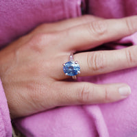 AARYA White Gold Blue Sapphire & Diamond Ring