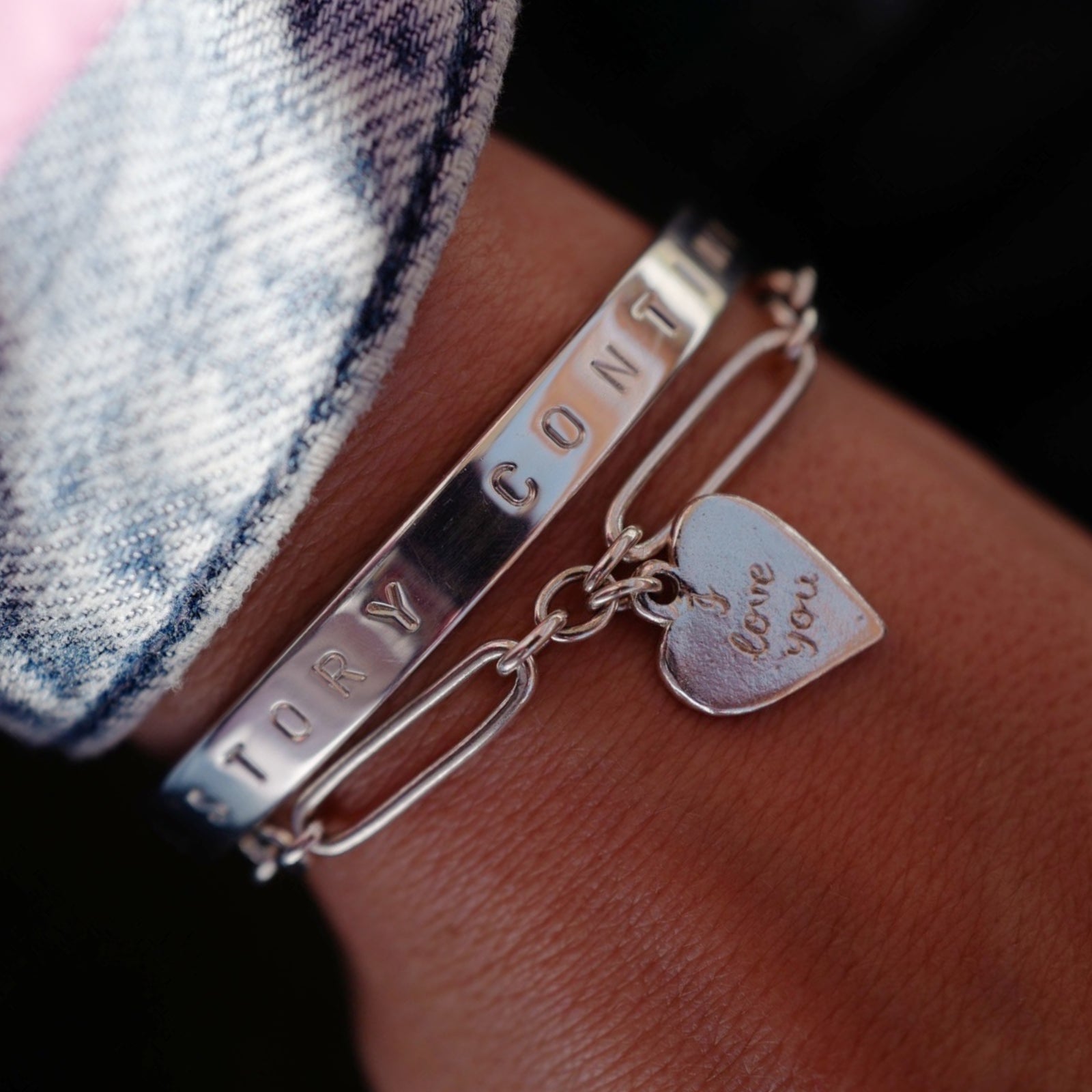 Silver 'I Love You' Love Token Bracelet