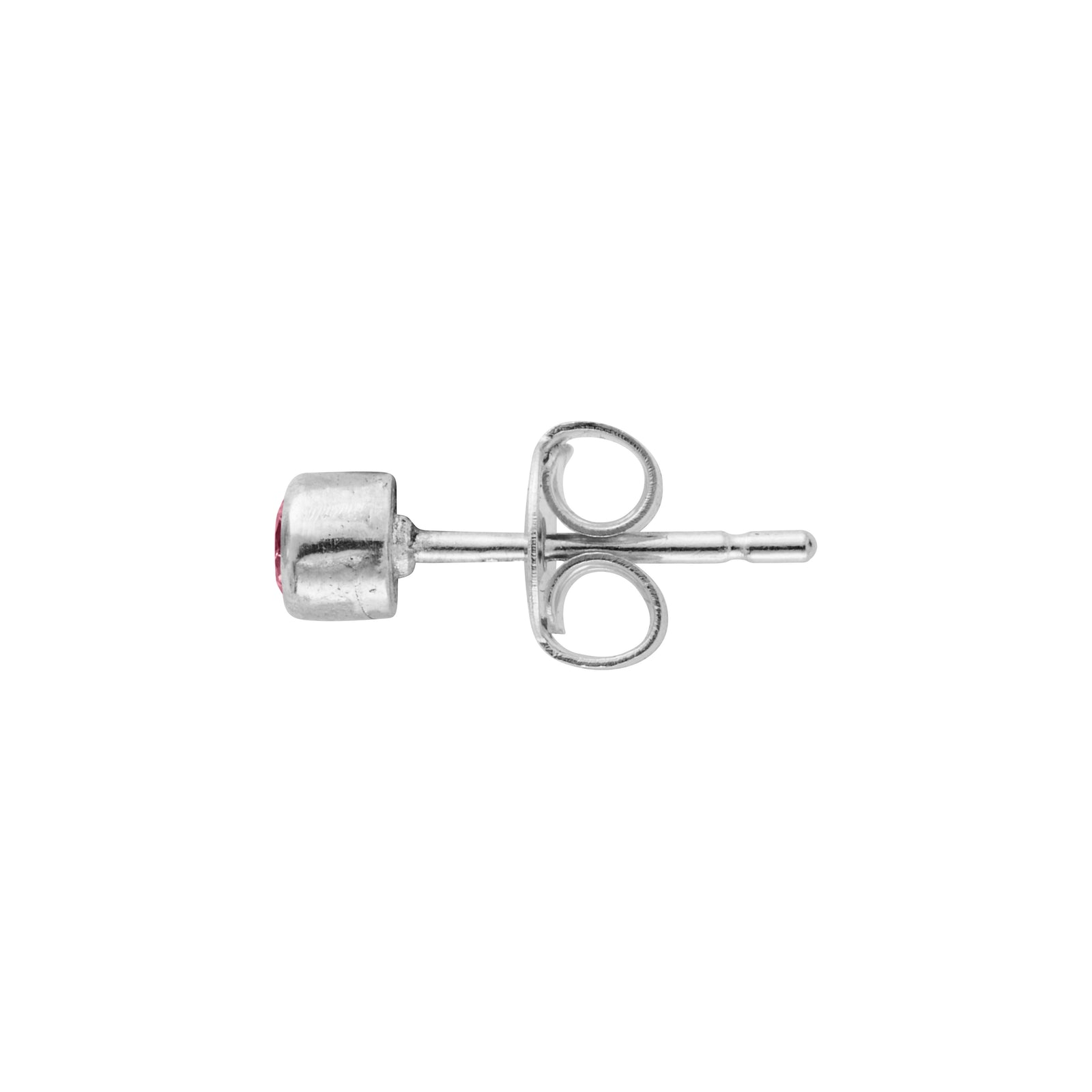 Silver Pink Tourmaline 'Healing' Stud Earring