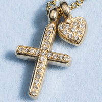 Gold Pave Diamond Love & Heritage Charm Necklace