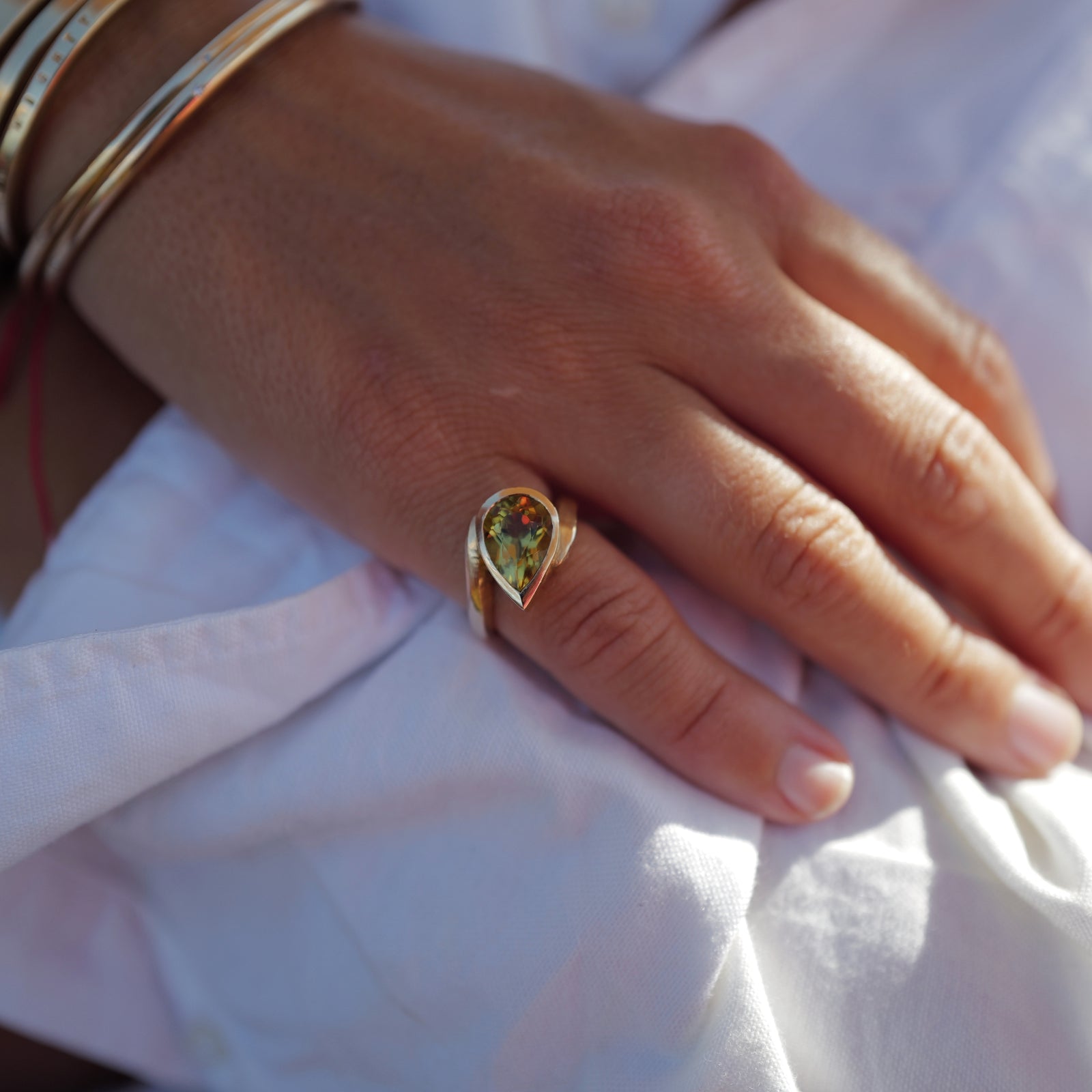 ORIANA Gold Zimbaqua Beryl Ring