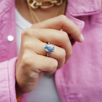 AARYA White Gold Blue Sapphire & Diamond Ring