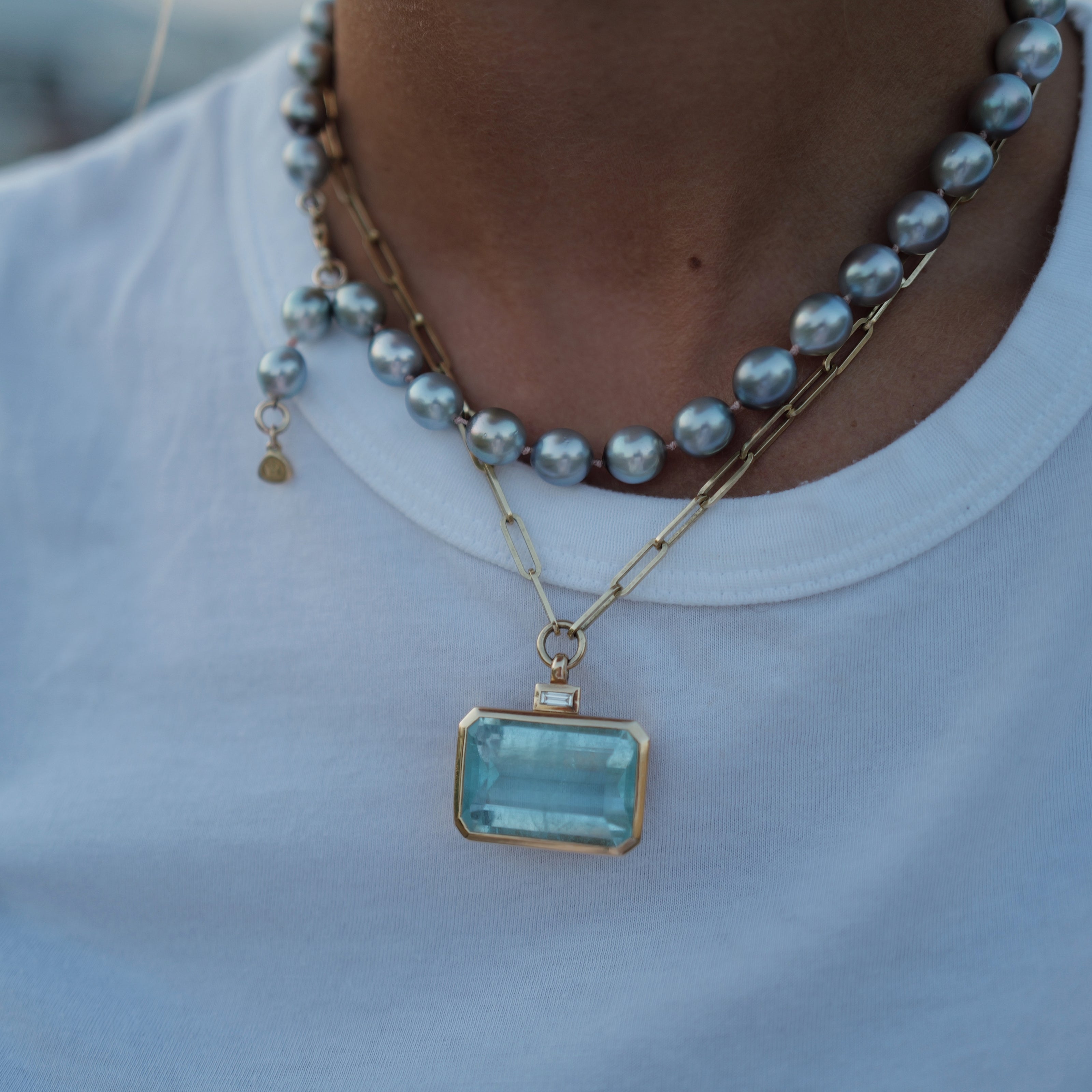 CELINA Gold Aquamarine Diamond Trace Chain Necklace – Daniella