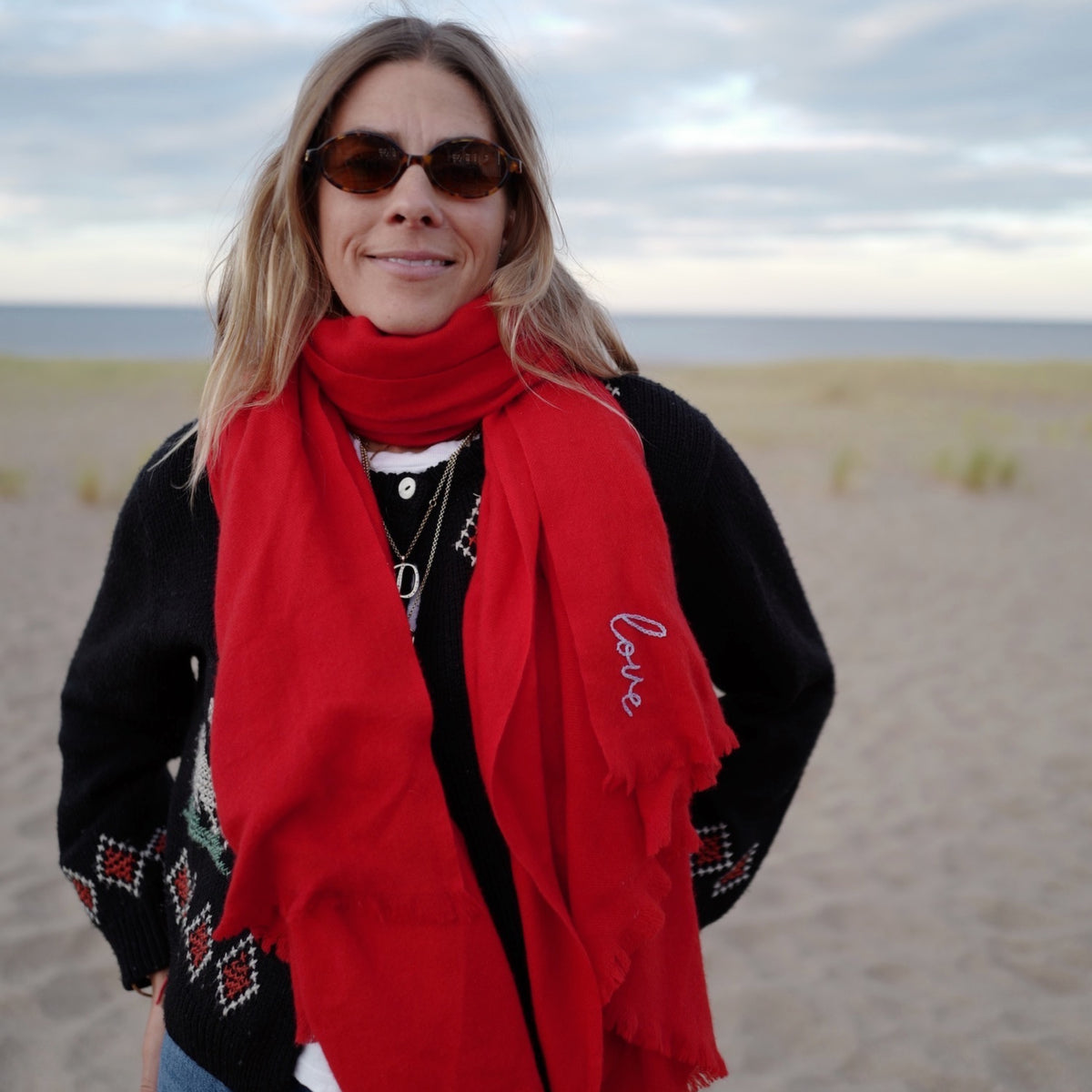 DD Red Cashmere Scarf