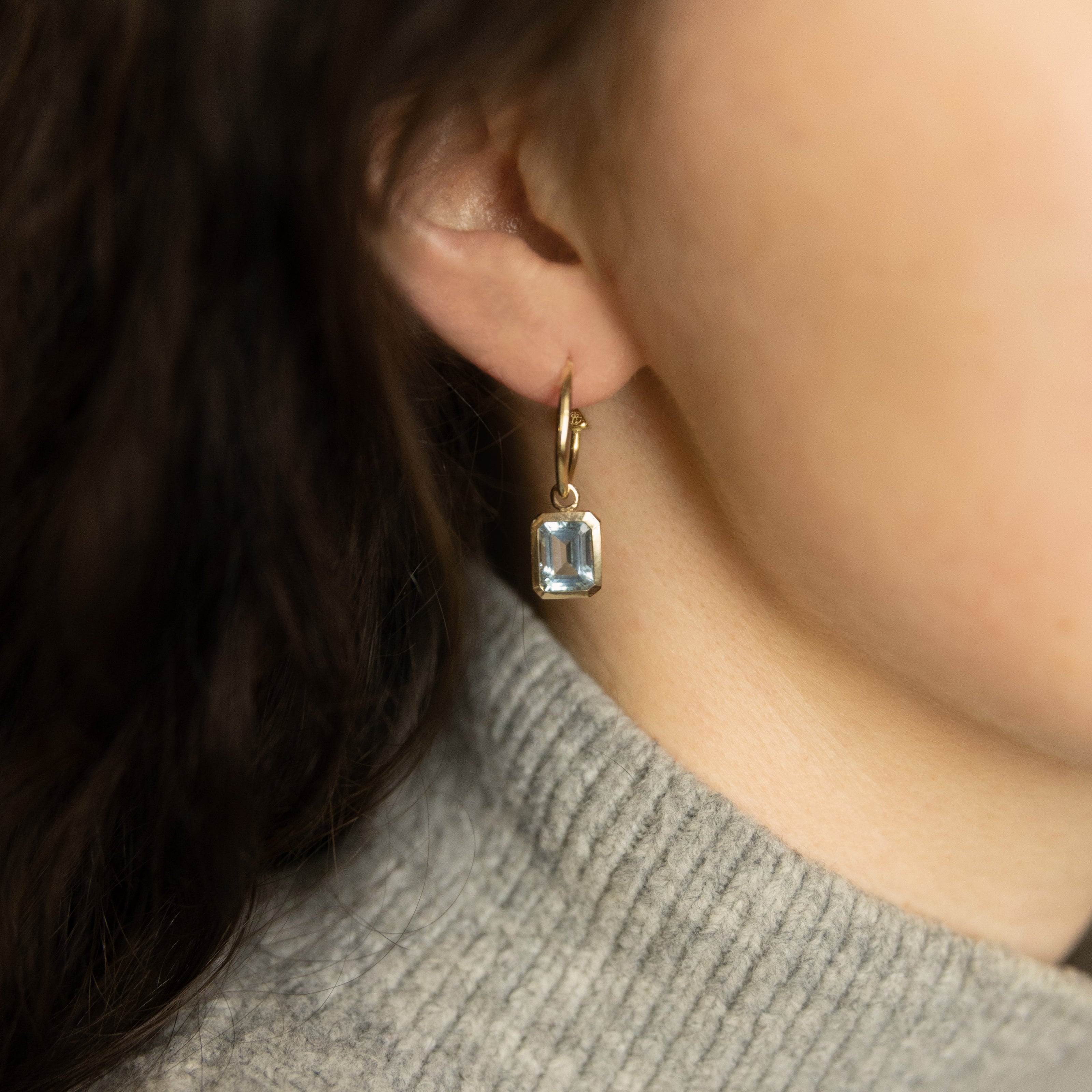 Gold Juno Blue Topaz Earring Charms