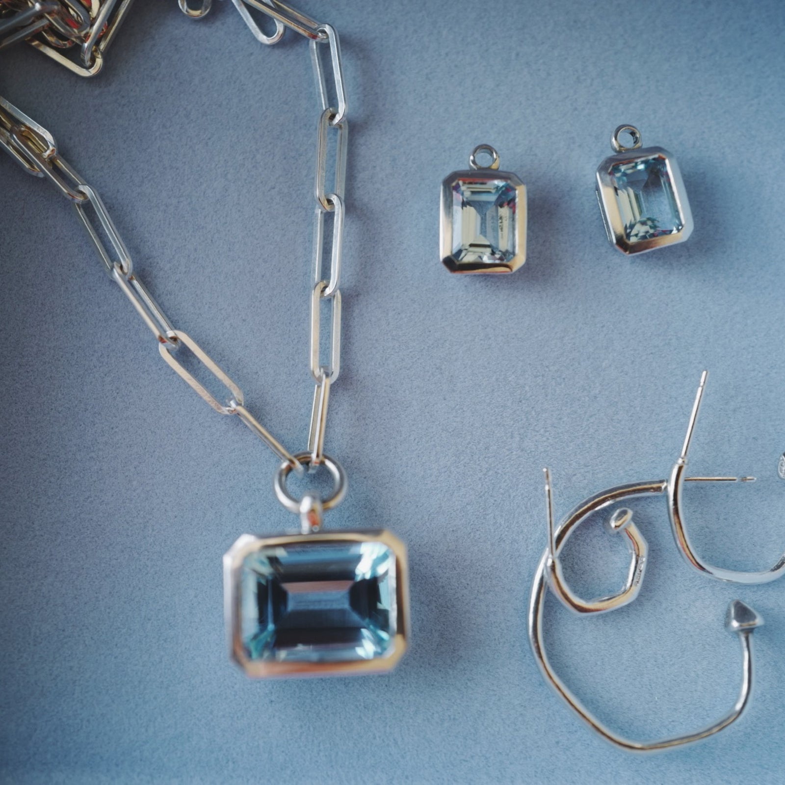 Silver Juno Blue Topaz Earring Charms