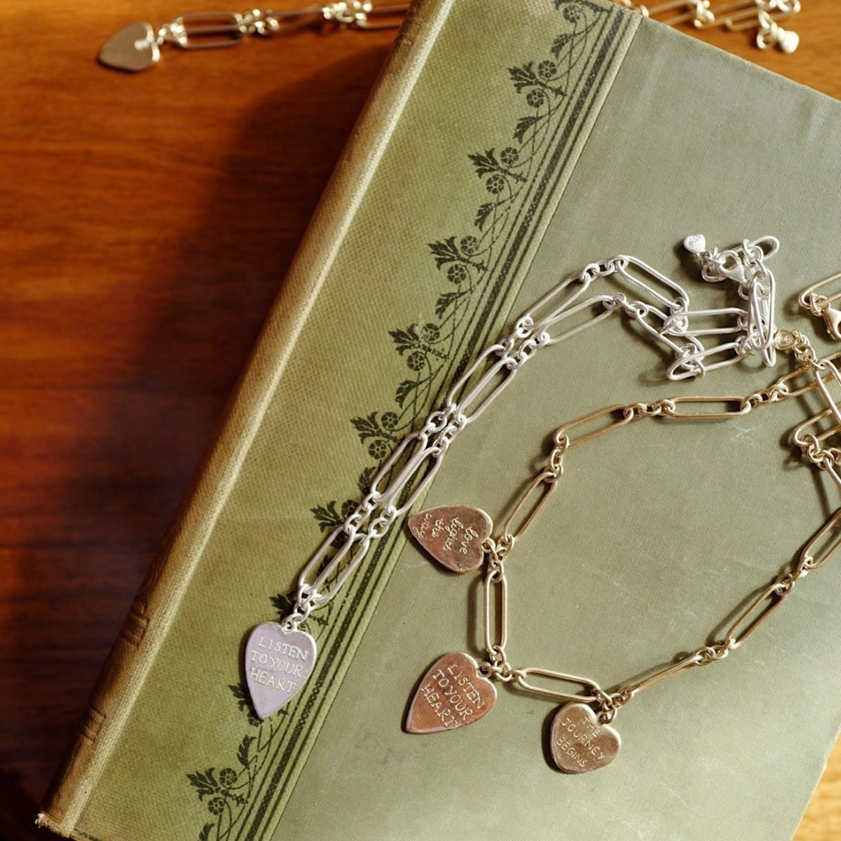 Silver 'Listen To Your Heart' Heart Token Necklace