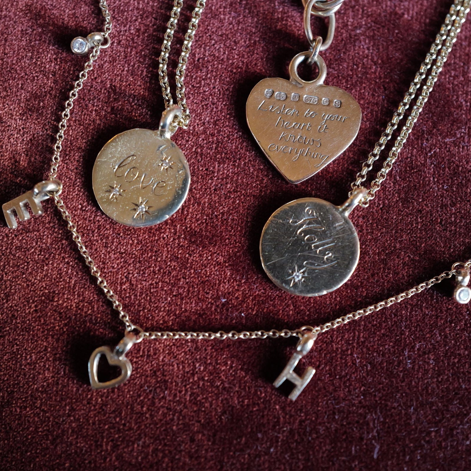 Gold Trio Diamond Midnight Moon Necklace