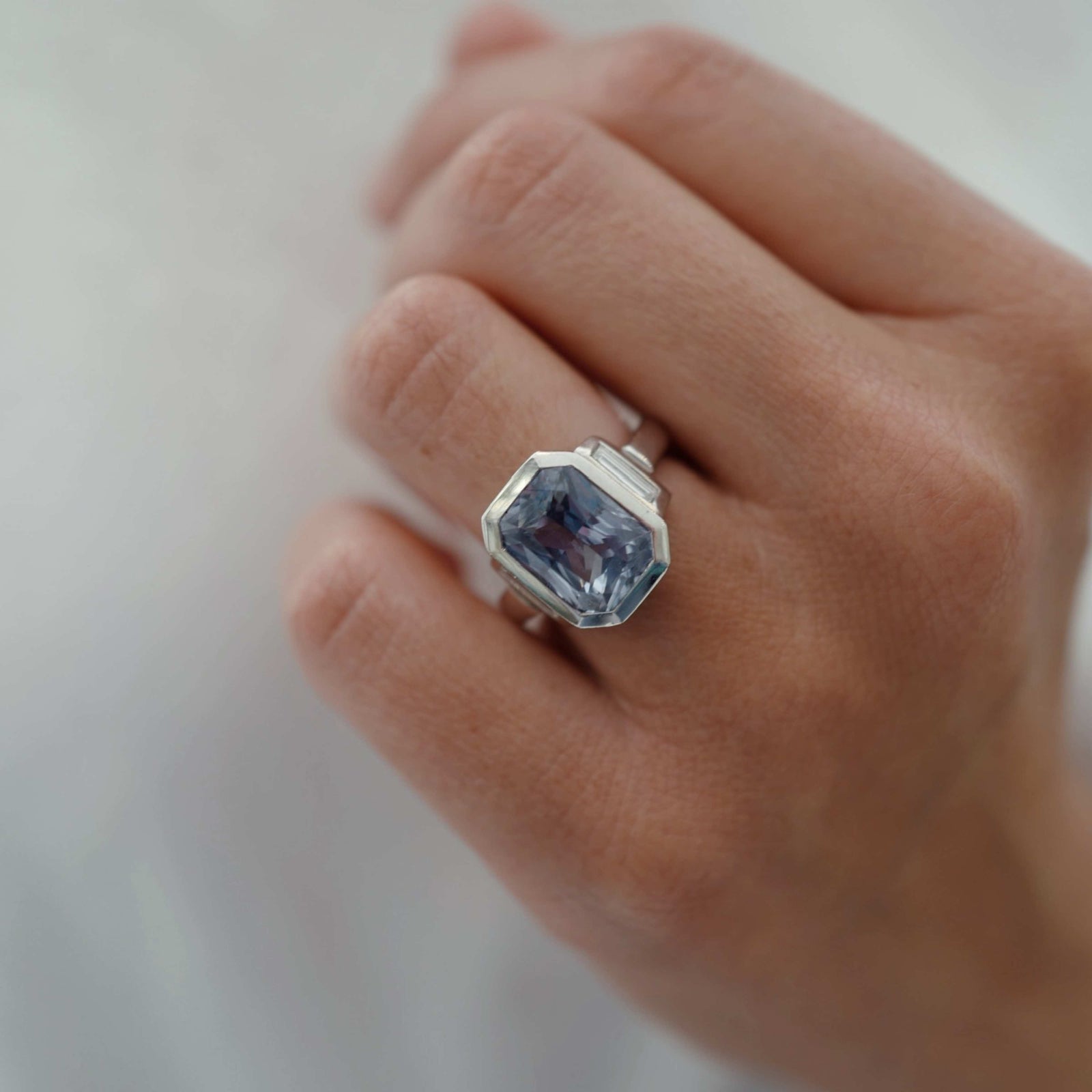 AURA White Gold Sapphire & Diamond Ring