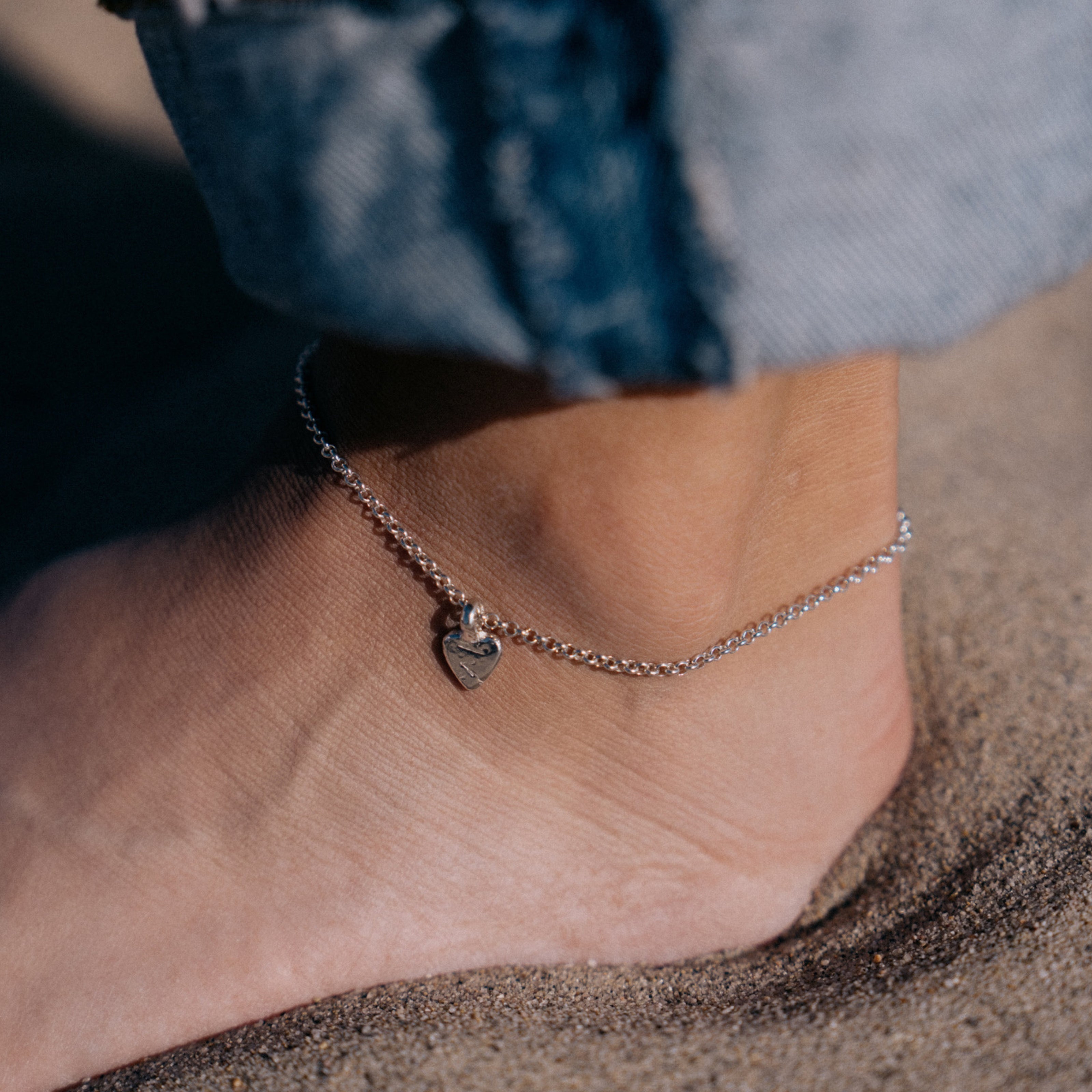 Silver Baby Heart Anklet