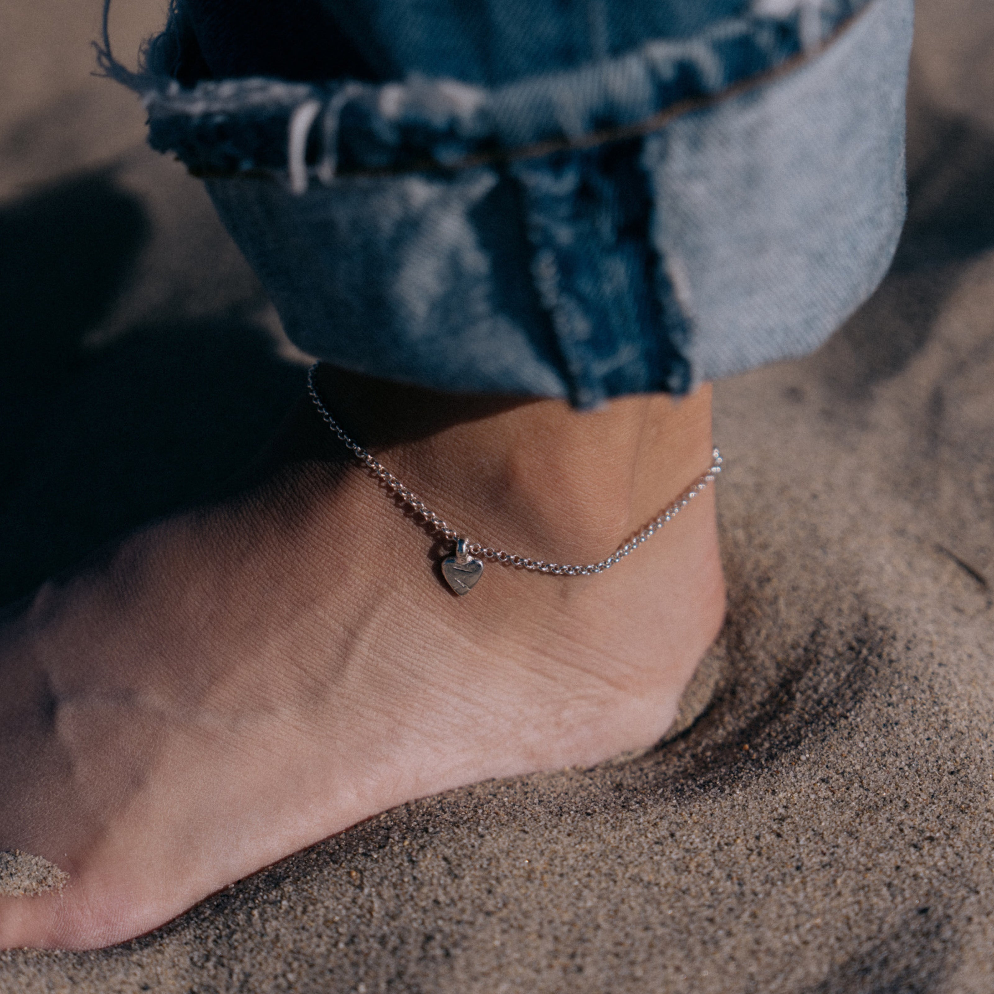 Silver Baby Heart Anklet