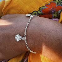 Silver Trio Scallop Shell Chain Bracelet