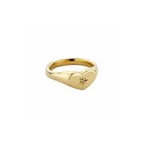 Gold Diamond Star Sweetheart Signet Ring