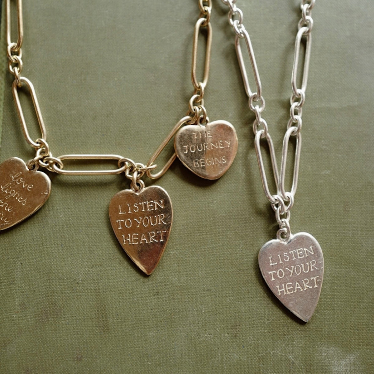 Silver 'Listen To Your Heart' Heart Token Necklace