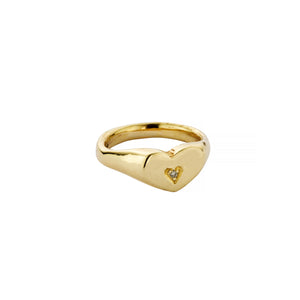 Gold Diamond Heart Sweetheart Signet Ring