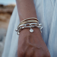 Silver Trio Scallop Shell Chain Bracelet