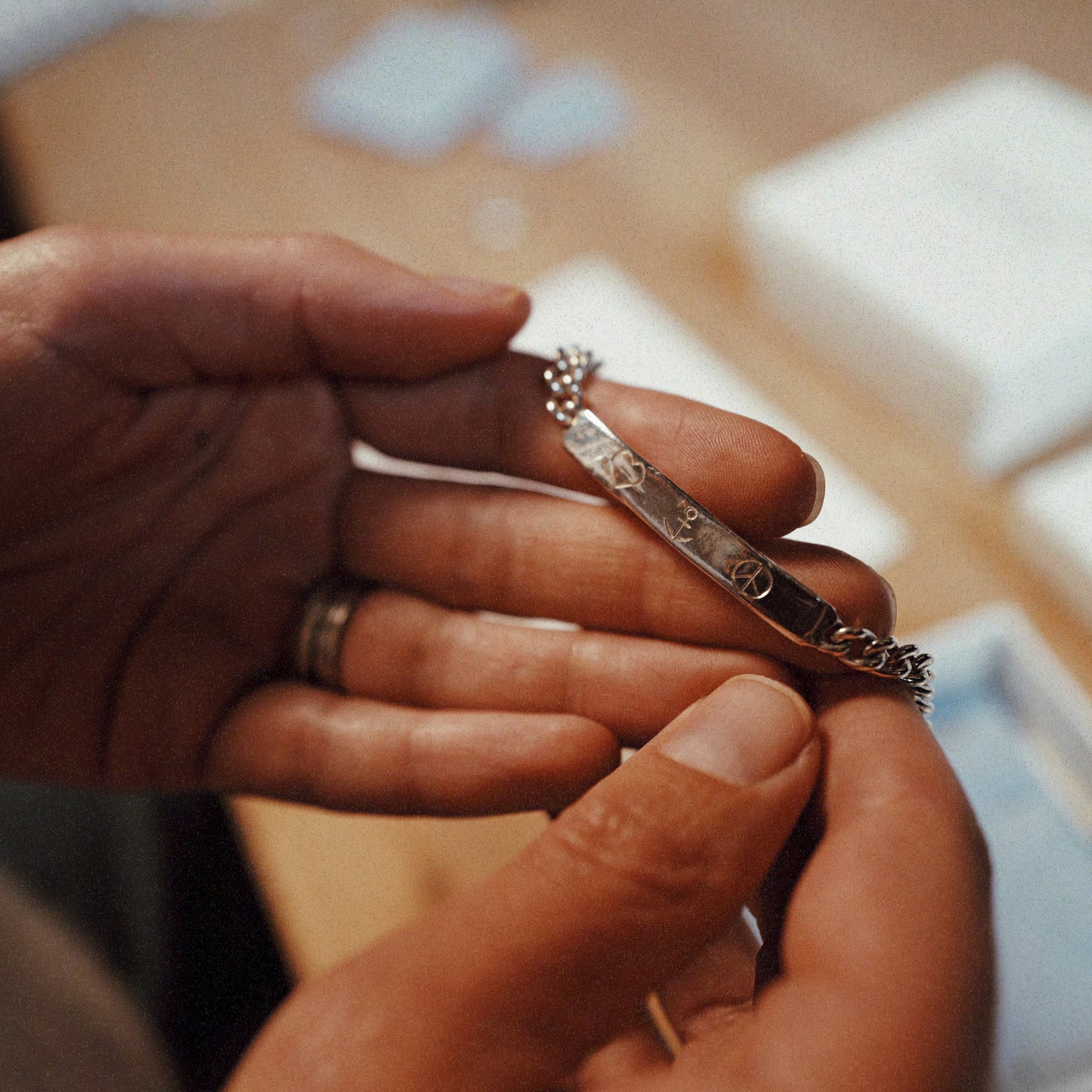 Silver Medium ID Bracelet with Handwriting