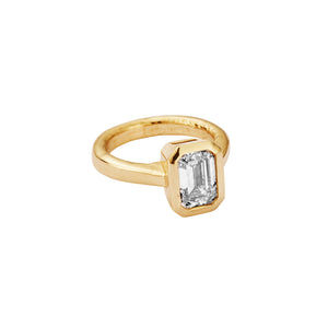 'The Heirloom' 18ct Gold Emerald 2ct Lab Grown Diamond Bezel Engagement Ring