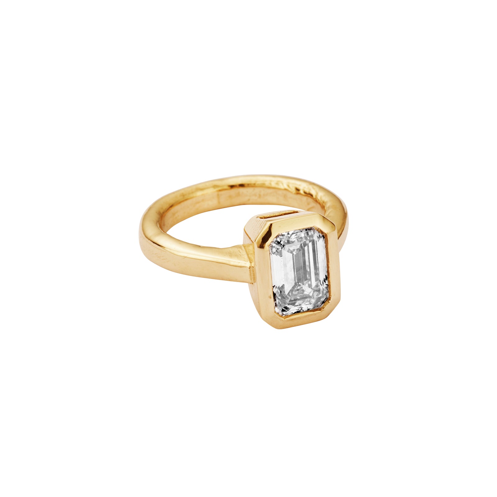 'The Heirloom' 18ct Gold Emerald 2ct Lab Grown Diamond Bezel Engagement Ring