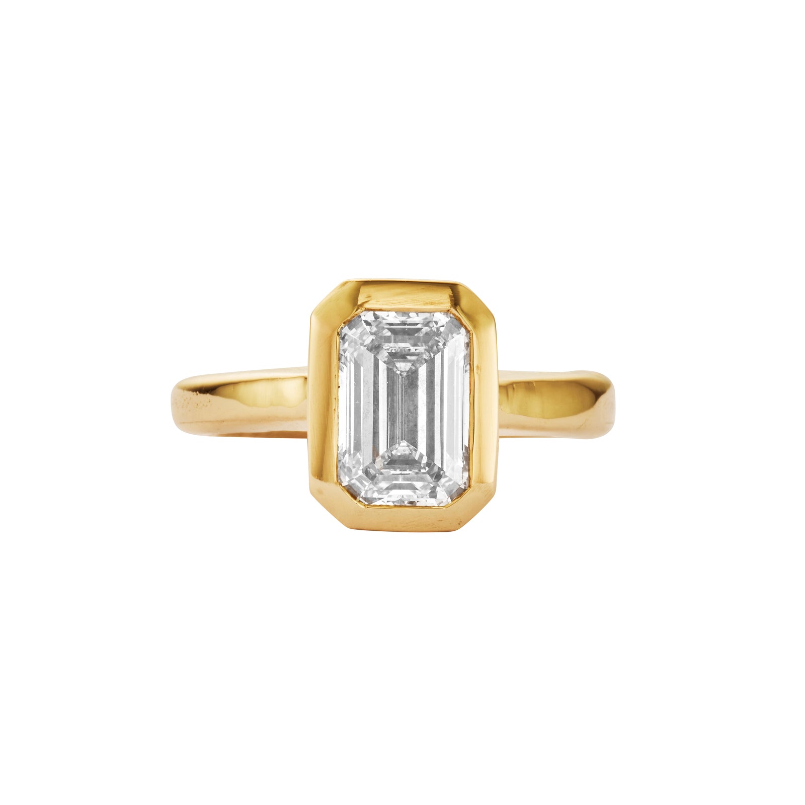 'The Heirloom' 18ct Gold Emerald 2ct Lab Grown Diamond Bezel Engagement Ring