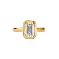 'The Heirloom' 18ct Gold Emerald 2ct Lab Grown Diamond Bezel Engagement Ring