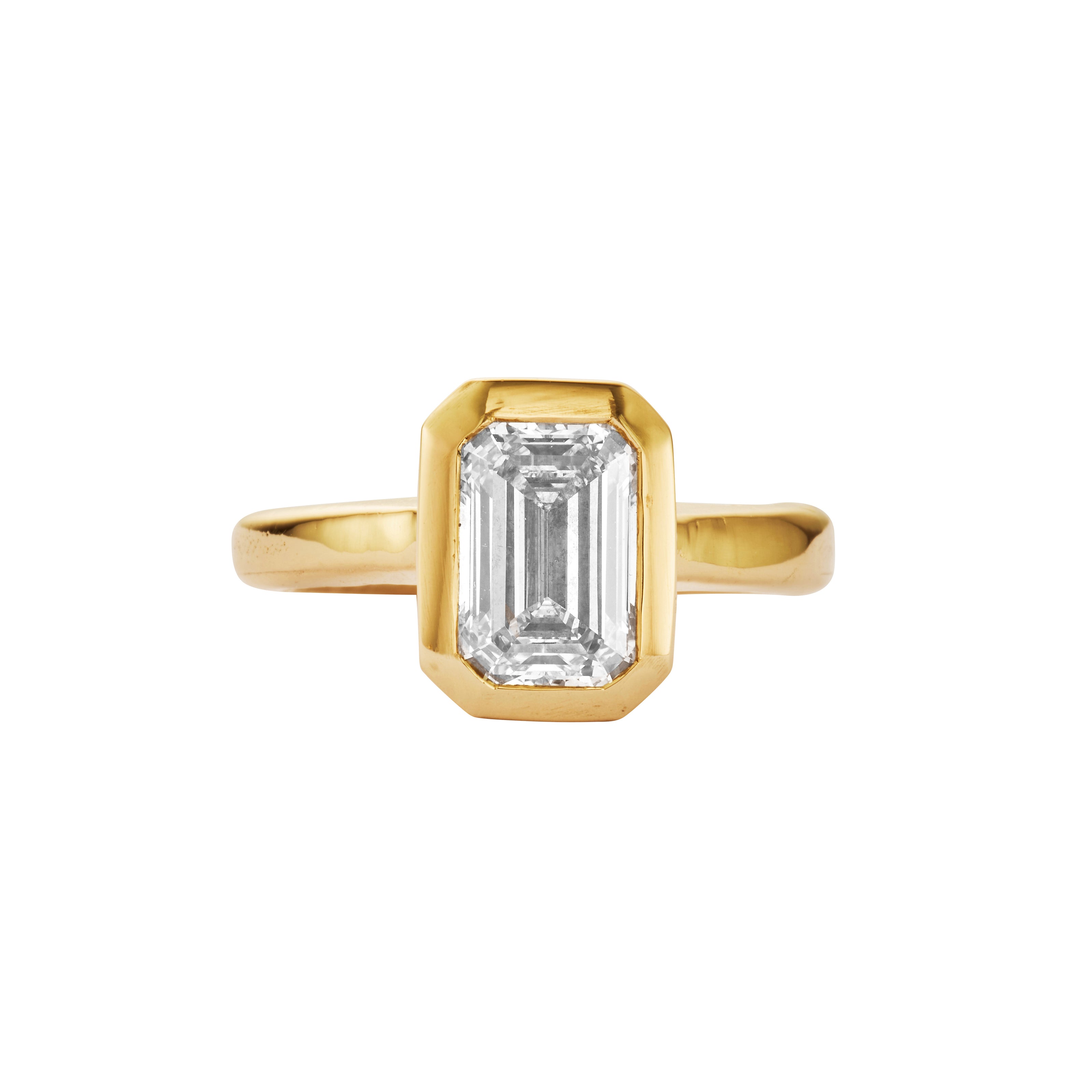 'The Heirloom' 18ct Gold Emerald 2ct Lab Grown Diamond Bezel Engagement Ring