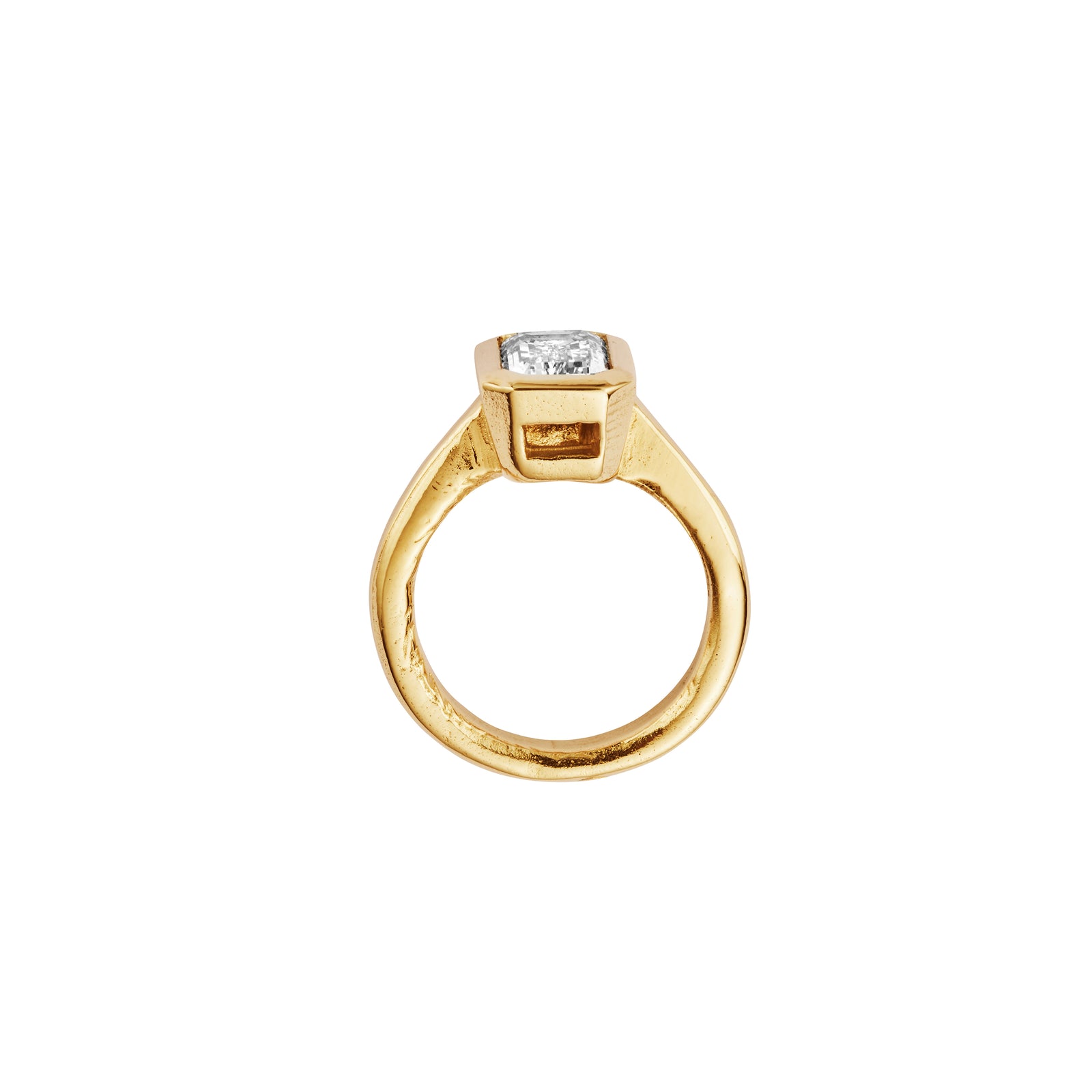 'The Heirloom' 18ct Gold Emerald 2ct Lab Grown Diamond Bezel Engagement Ring
