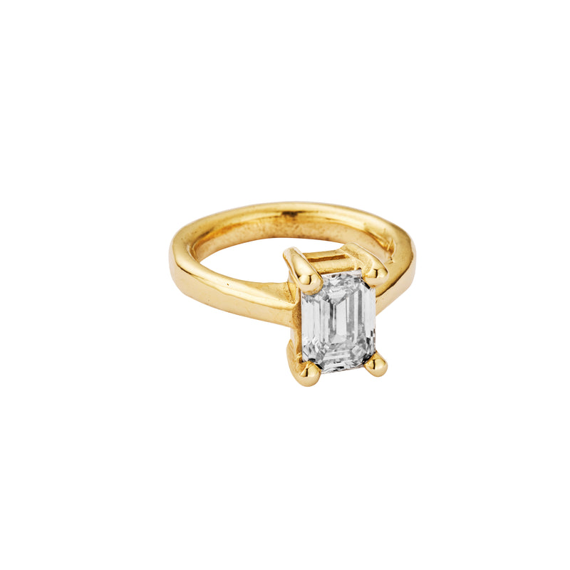 'The Heirloom' 18ct Gold Emerald 2ct Lab Grown Diamond Claw Engagement Ring
