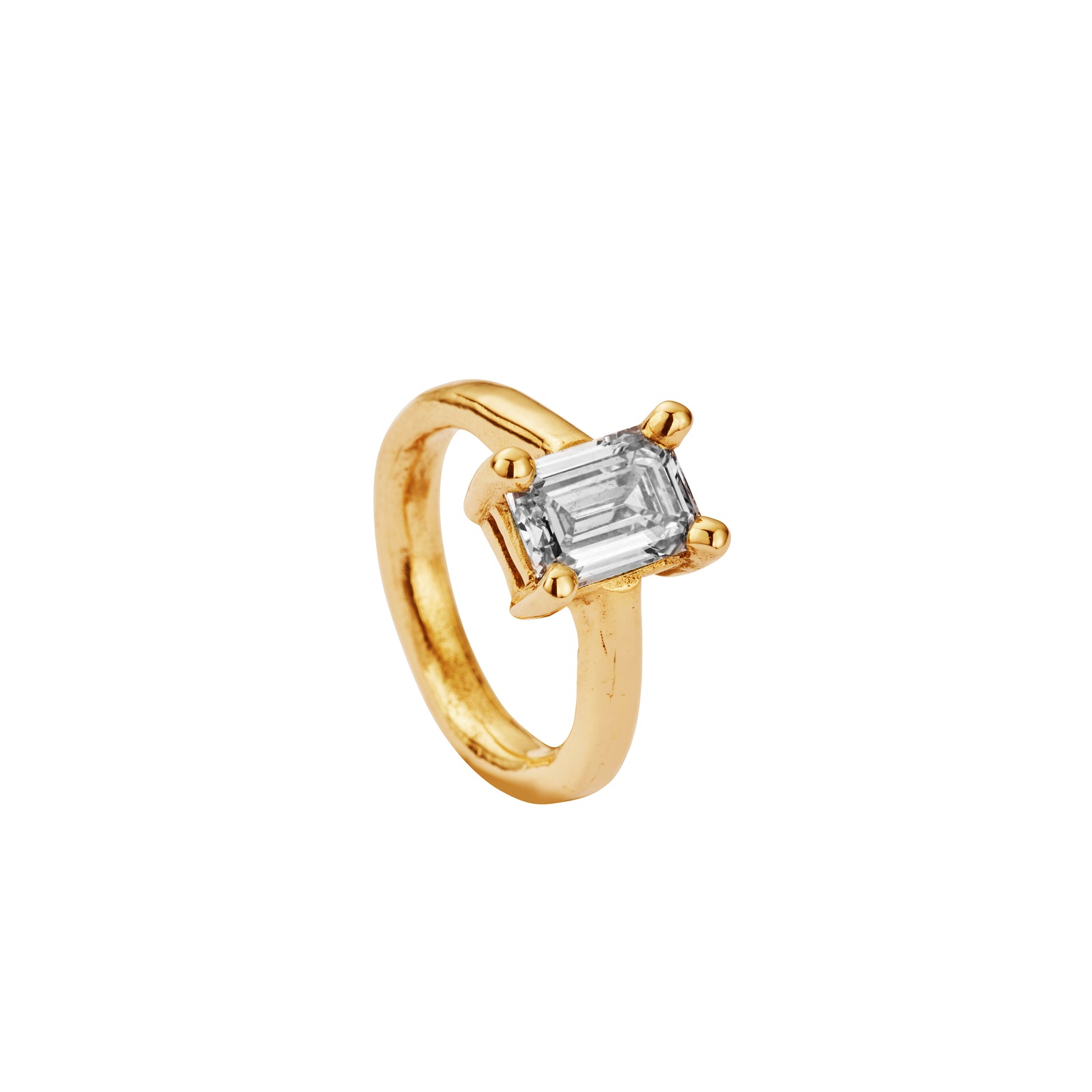 'The Heirloom' 18ct Gold Emerald 2ct Lab Grown Diamond Claw Engagement Ring