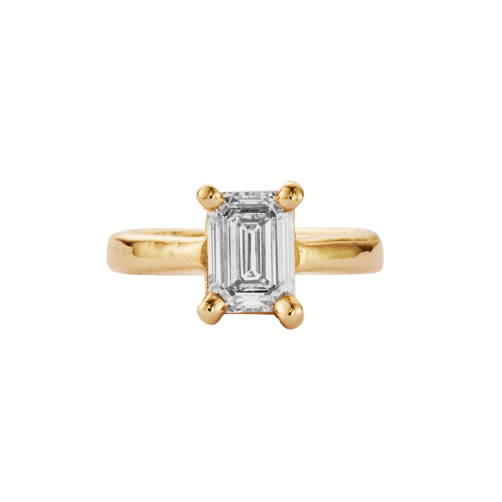 'The Heirloom' 18ct Gold Emerald 2ct Lab Grown Diamond Claw Engagement Ring