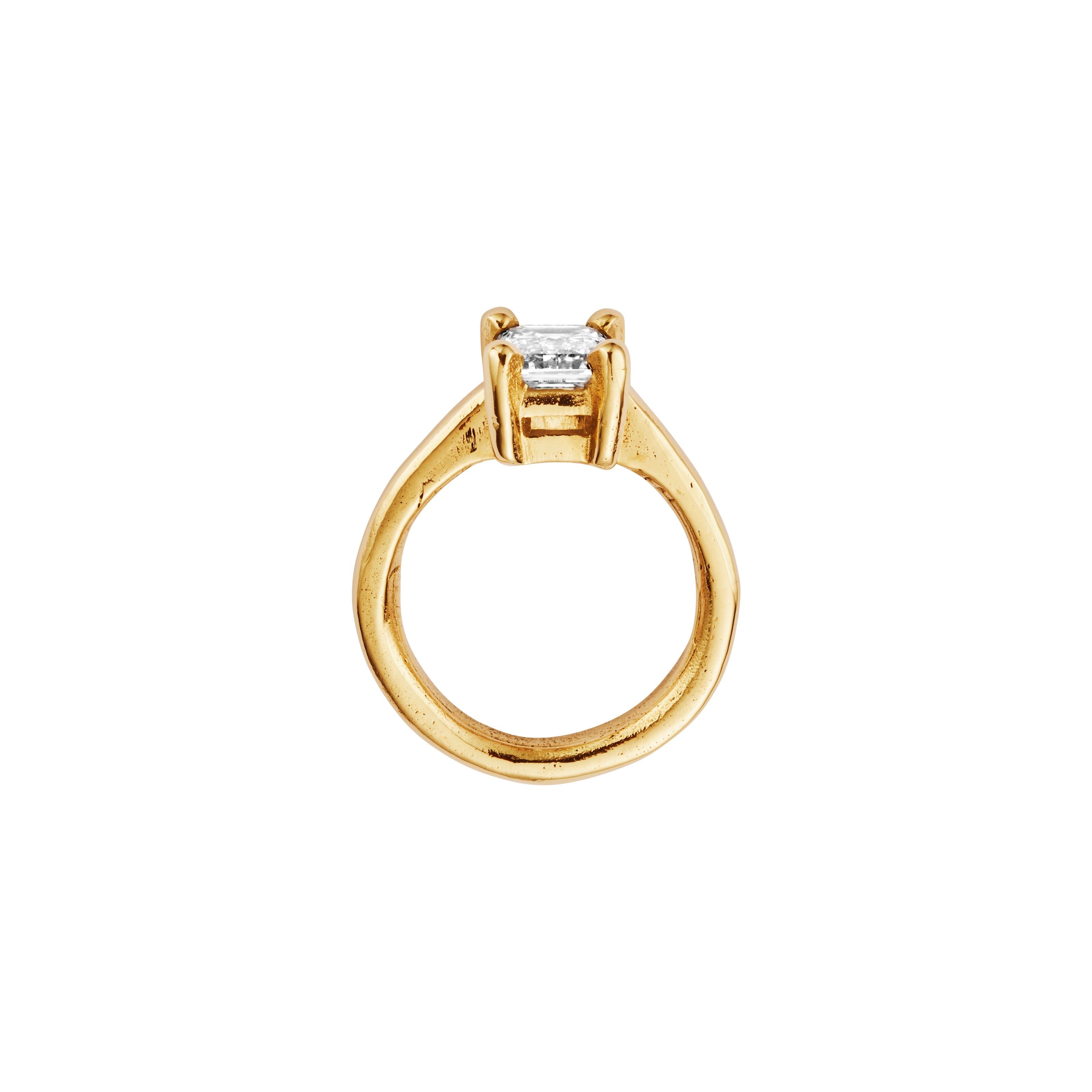 'The Heirloom' 18ct Gold Emerald 2ct Lab Grown Diamond Claw Engagement Ring