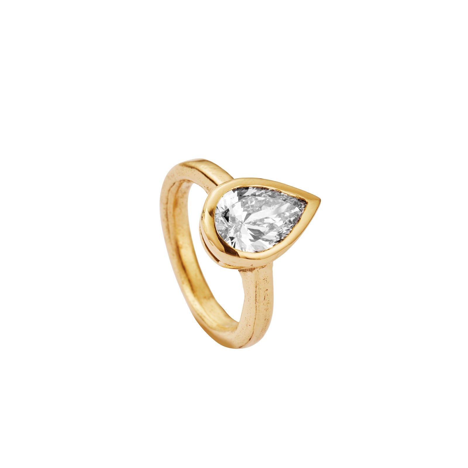 'The Muse' 18ct Gold Pear 2ct Lab Grown Diamond Bezel Engagement Ring