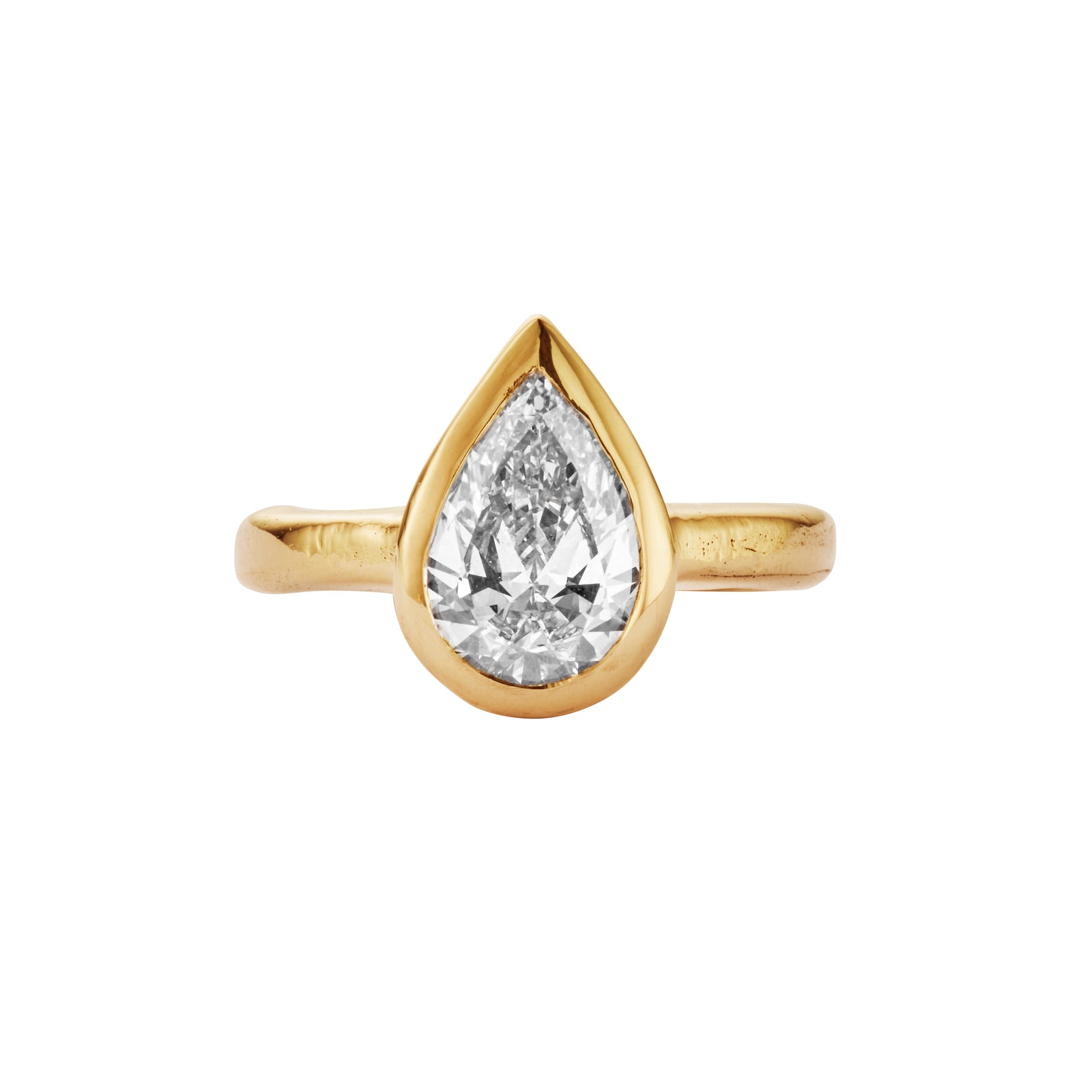 'The Muse' 18ct Gold Pear 2ct Lab Grown Diamond Bezel Engagement Ring