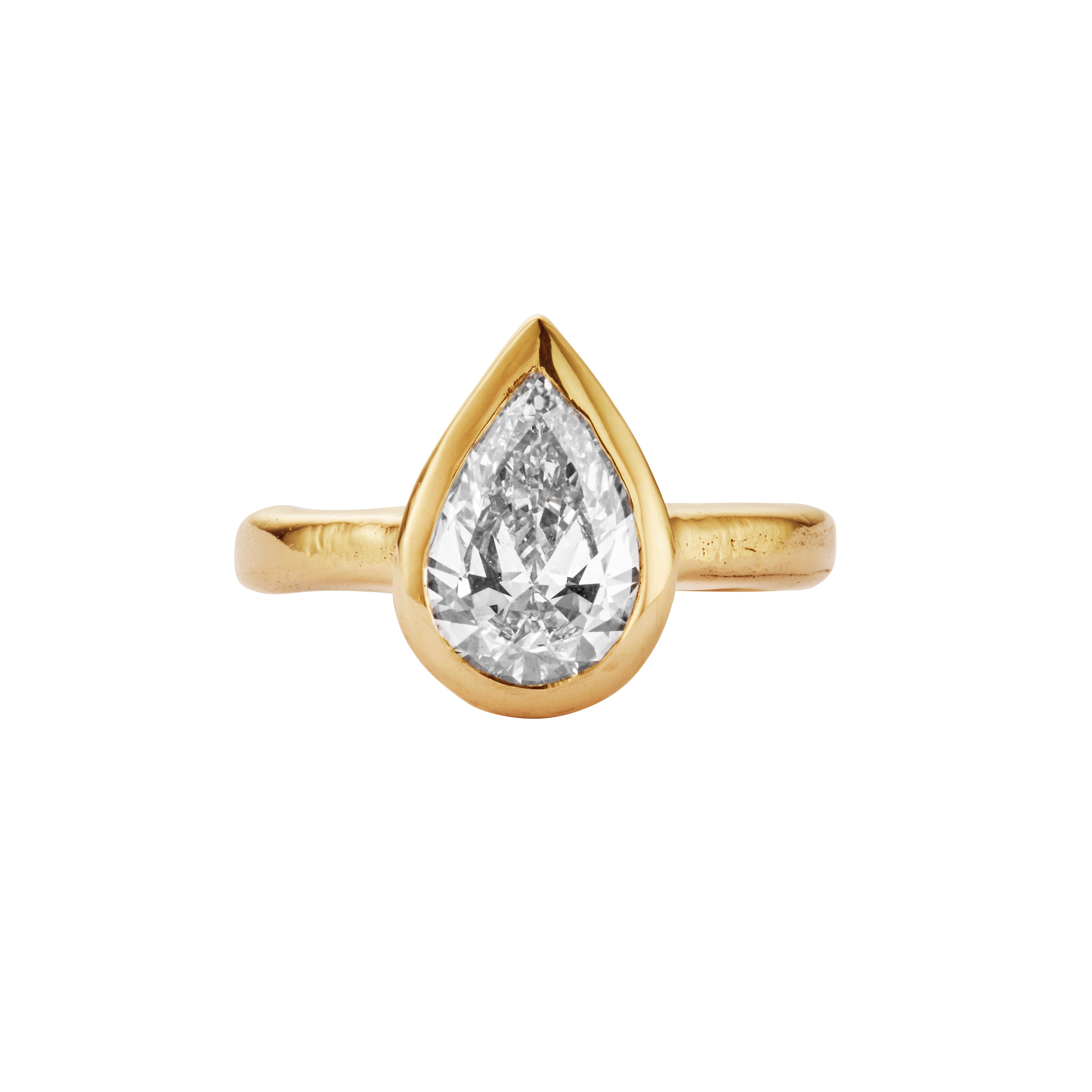 'The Muse' 18ct Gold Pear 2ct Lab Grown Diamond Bezel Engagement Ring