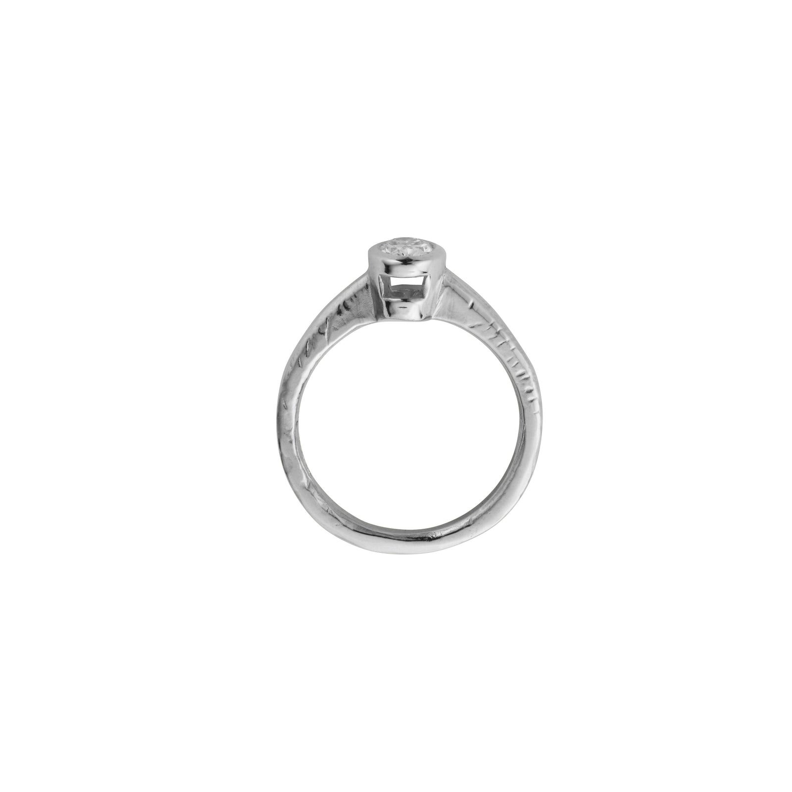 'The Story' 18ct White Gold Oval 0.5ct Natural Diamond Bezel Engagement Ring